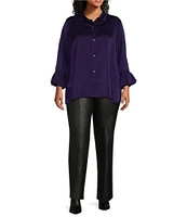 Slim Factor by Investments Plus Size Coated Ponte Knit No Waist Slim Straight Pants