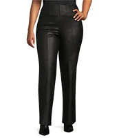 Slim Factor by Investments Plus Size Coated Ponte Knit No Waist Slim Straight Pants