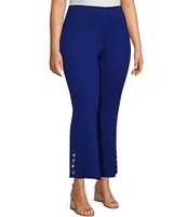 Slim Factor by Investments Plus Size Compression Waist Kick Flare Side Square Rivet Ponte Knit Pants