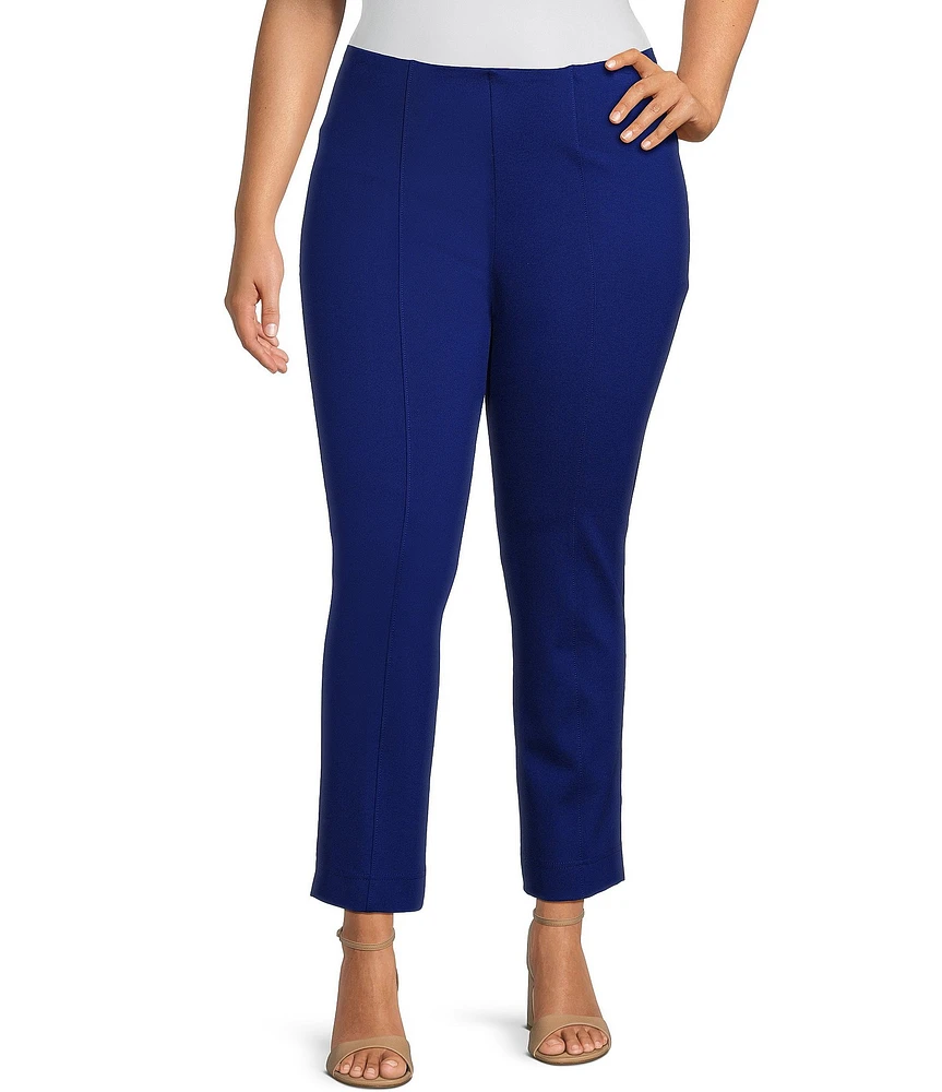 Slim Factor by Investments Plus Size Ponte Knit No-Waist Ankle Pants