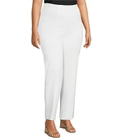 Slim Factor by Investments Plus Size Ponte Knit No Waist Slim Straight Pants