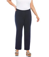 Slim Factor by Investments Plus Size Ponte Knit No Waist Slim Straight Pants