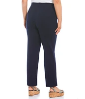 Slim Factor by Investments Plus Size Ponte Knit No Waist Slim Straight Pants