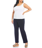 Slim Factor by Investments Plus Size Ponte Knit No Waist Slim Straight Pants