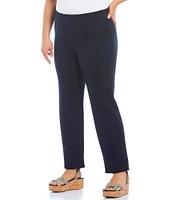 Slim Factor by Investments Plus Size Ponte Knit No Waist Slim Straight Pants