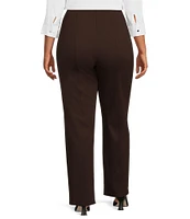 Slim Factor by Investments Plus Size Ponte Knit No Waist Slim Straight Pants