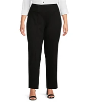 Slim Factor by Investments Plus Size Ponte Knit No Waist Slim Straight Pants