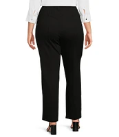 Slim Factor by Investments Plus Size Ponte Knit No Waist Slim Straight Pants