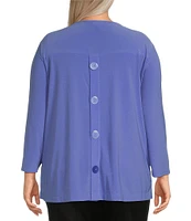 Slim Factor by Investments Plus Size Crew Neckline High-Low Hem Back Button Top