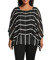 Slim Factor by Investments Plus Size Elbow Sleeve Crew Neck Double Layer Top