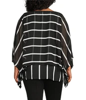Slim Factor by Investments Plus Size Elbow Sleeve Crew Neck Double Layer Top