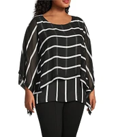 Slim Factor by Investments Plus Size Elbow Sleeve Crew Neck Double Layer Top