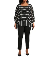 Slim Factor by Investments Plus Size Elbow Sleeve Crew Neck Double Layer Top