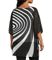 Slim Factor by Investments Plus Size Graphic Movement Print Boat Neck 3/4 Sleeve Lined Tunic