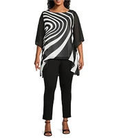Slim Factor by Investments Plus Size Graphic Movement Print Boat Neck 3/4 Sleeve Lined Tunic