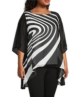 Slim Factor by Investments Plus Size Graphic Movement Print Boat Neck 3/4 Sleeve Lined Tunic