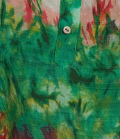 Slim Factor By Investments Plus Size Julia Simply Green Multi Tie Dye Print V-Neck Short Sleeve Top