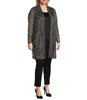 Slim Factor by Investments Plus Size Open Front Long Sleeve Mesh Cardigan