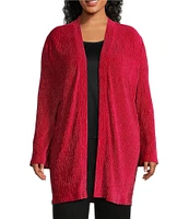 Slim Factor by Investments Plus Size Open-Front Long Sleeve Velvet Cardigan