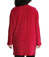 Slim Factor by Investments Plus Size Open-Front Long Sleeve Velvet Cardigan