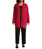 Slim Factor by Investments Plus Size Open-Front Long Sleeve Velvet Cardigan