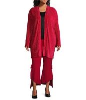 Slim Factor by Investments Plus Size Open-Front Long Sleeve Velvet Cardigan