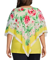 Slim Factor by Investments Plus Size Peony Scarf Mia Poncho Top