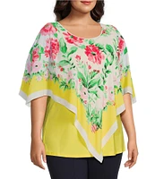 Slim Factor by Investments Plus Size Peony Scarf Mia Poncho Top