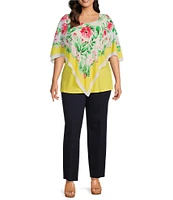 Slim Factor by Investments Plus Size Peony Scarf Mia Poncho Top