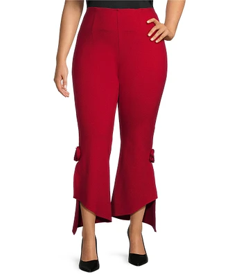 Slim Factor by Investments Plus Size Ponte Knit Hi-Low Kick Flare Self Flower Pants