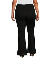 Slim Factor by Investments Plus Size Ponte Knit No Waist Flare Leg Front Slit Heatset Pants