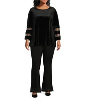 Slim Factor by Investments Plus Size Ponte Knit No Waist Flare Leg Front Slit Heatset Pants