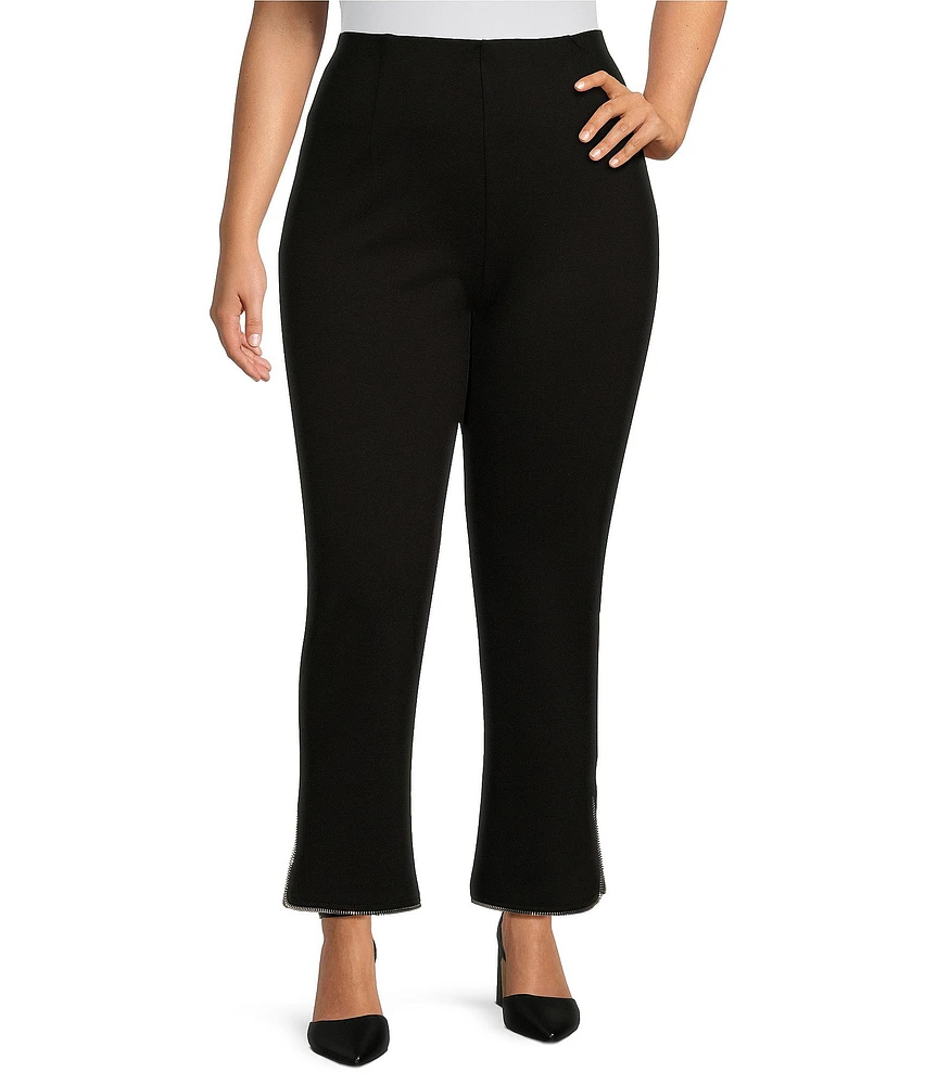 Slim Factor by Investments Plus Size Ponte Knit Slim Leg Ankle Zipper Teeth Pants