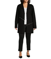 Slim Factor by Investments Plus Size Ponte Long Sleeve Asymmetrical Zipper Jacket