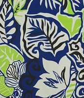 Slim Factor by Investments Plus Size Royal Blue Aloha Border Print Sleeveless Crew Neck Maxi Dress