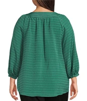 Slim Factor By Investments Plus Size Sloane Gauze V-Neck 3/4 Sleeve Top