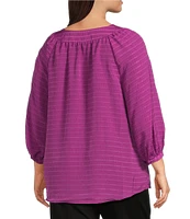 Slim Factor By Investments Plus Size Sloane Gauze V-Neck 3/4 Sleeve Top