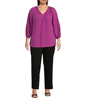 Slim Factor By Investments Plus Size Sloane Gauze V-Neck 3/4 Sleeve Top