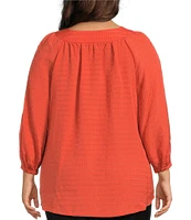 Slim Factor By Investments Plus Size Sloane Gauze V-Neck 3/4 Sleeve Top
