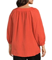 Slim Factor By Investments Plus Size Sloane Gauze V-Neck 3/4 Sleeve Top