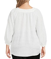 Slim Factor By Investments Plus Size Sloane Gauze V-Neck 3/4 Sleeve Top