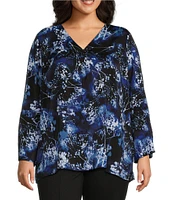 Slim Factor by Investments Plus Size V-Neck Slit Sleeve Blouse