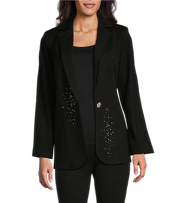 Slim Factor by Investments Ponte Blazer Rhinestone Clusters Coordinating Jacket