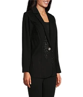 Slim Factor by Investments Ponte Blazer Rhinestone Clusters Coordinating Jacket