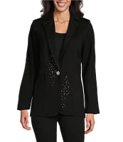 Slim Factor by Investments Ponte Blazer Rhinestone Clusters Coordinating Jacket