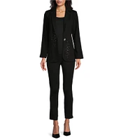 Slim Factor by Investments Ponte Blazer Rhinestone Clusters Coordinating Jacket