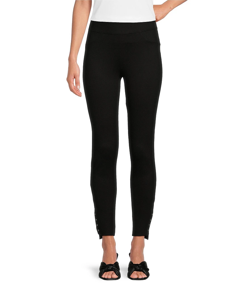 Slim Factor by Investments Ponte Knit Angled Hem Snap Leggings