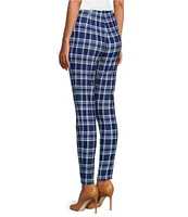 Slim Factor by Investments Ponte Knit Blue Plaid No Waist Leggings