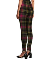 Slim Factor by Investments Ponte Knit Forest Night Plaid No Waist Leggings