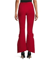 Slim Factor by Investments Ponte Knit Hi-Low Kick Flare Self Flower Pants